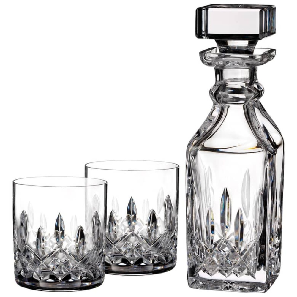 New in Box Waterford Crystal Lismore Connoisseur Square Decanter & Tumbler, Pair - Picture 2 of 12